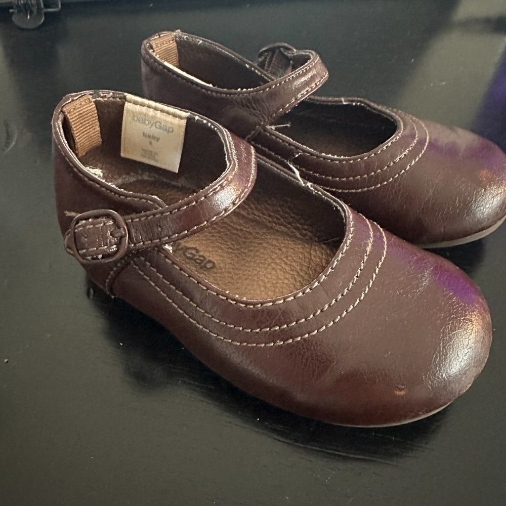 Baby Gap 6 Toddler Girls Shoes Mary Jane Brown Oxfords Buckle Retro